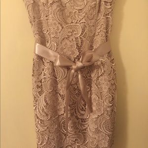 Beautiful “Like New” Adrianna Papell Nude Lace Sheath Dress
